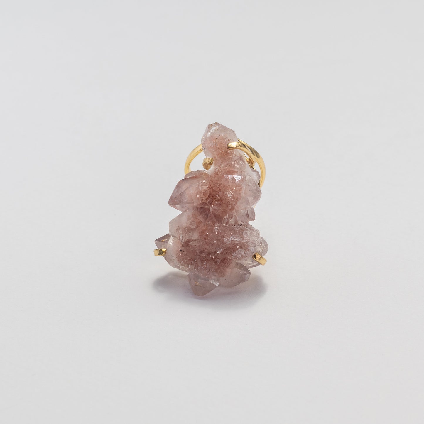 Druzy pink amethyst crystal cluster statement ring