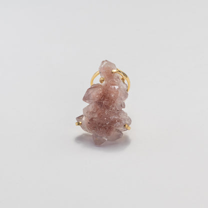 Druzy pink amethyst crystal cluster statement ring