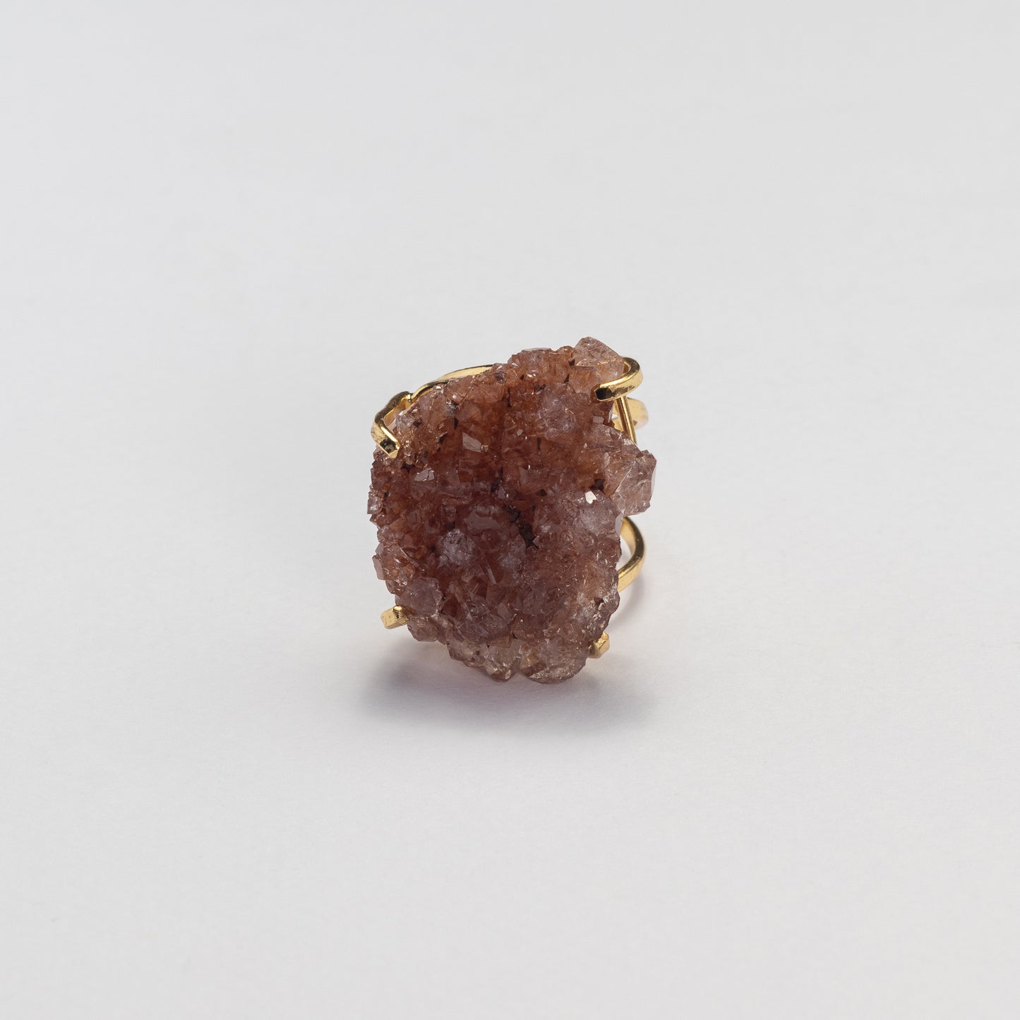 Druzy pink amethyst crystal cluster statement ring