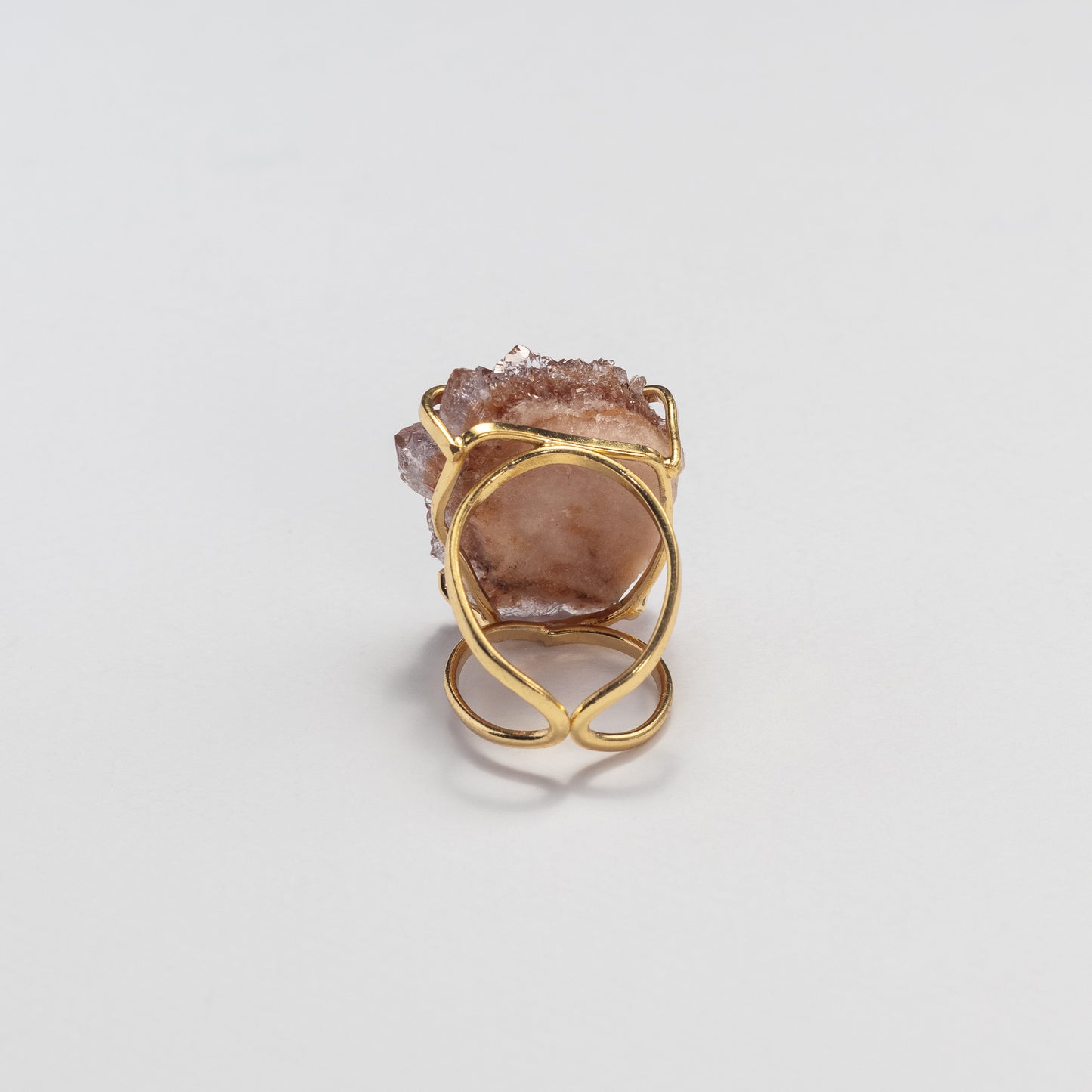 Druzy pink amethyst crystal cluster statement ring