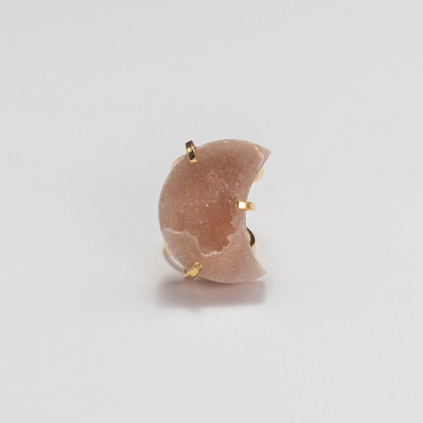 Bague lune en améthyste rose druzy