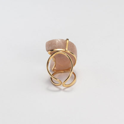 Bague lune en améthyste rose druzy