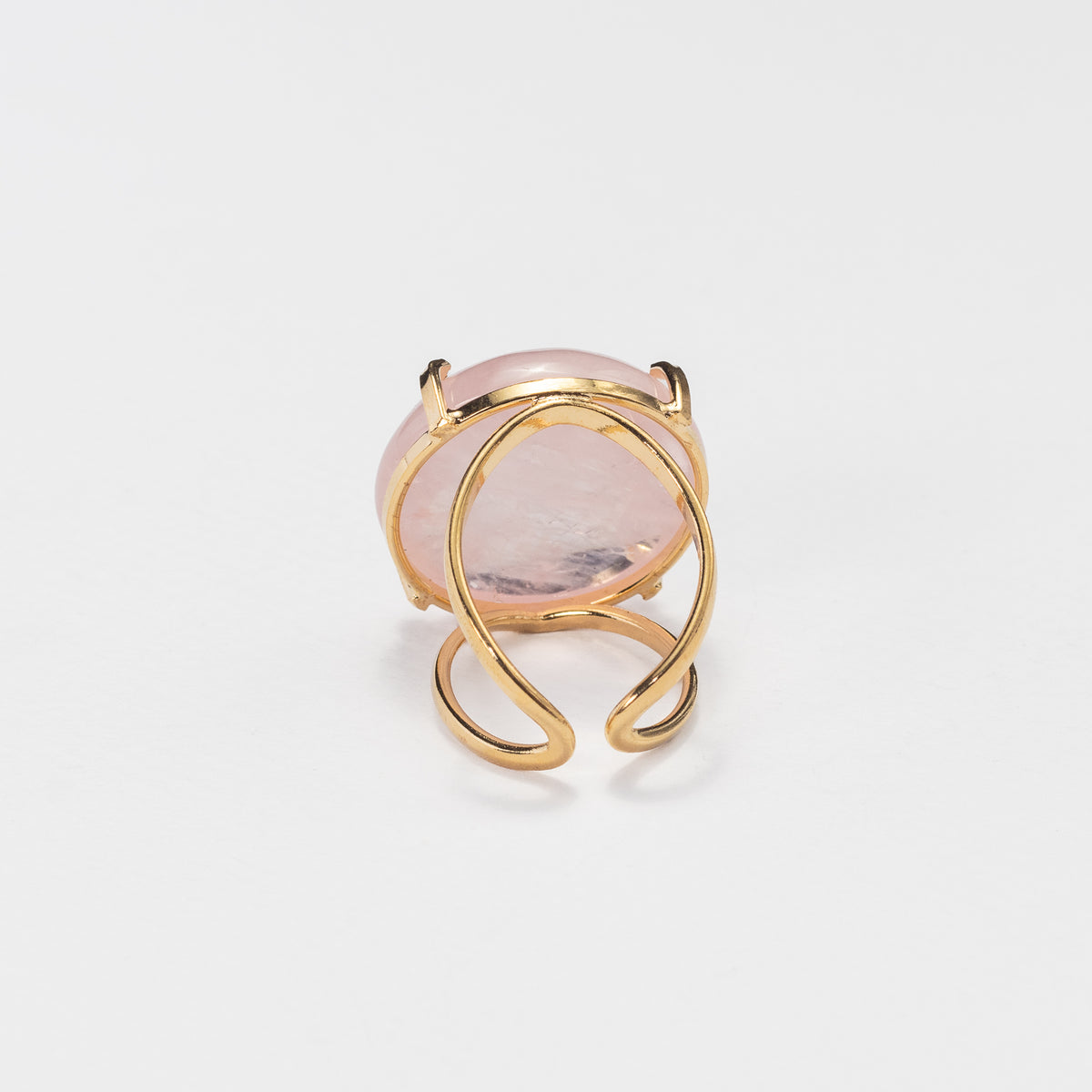 Bague en quartz rose avec cabochon rond