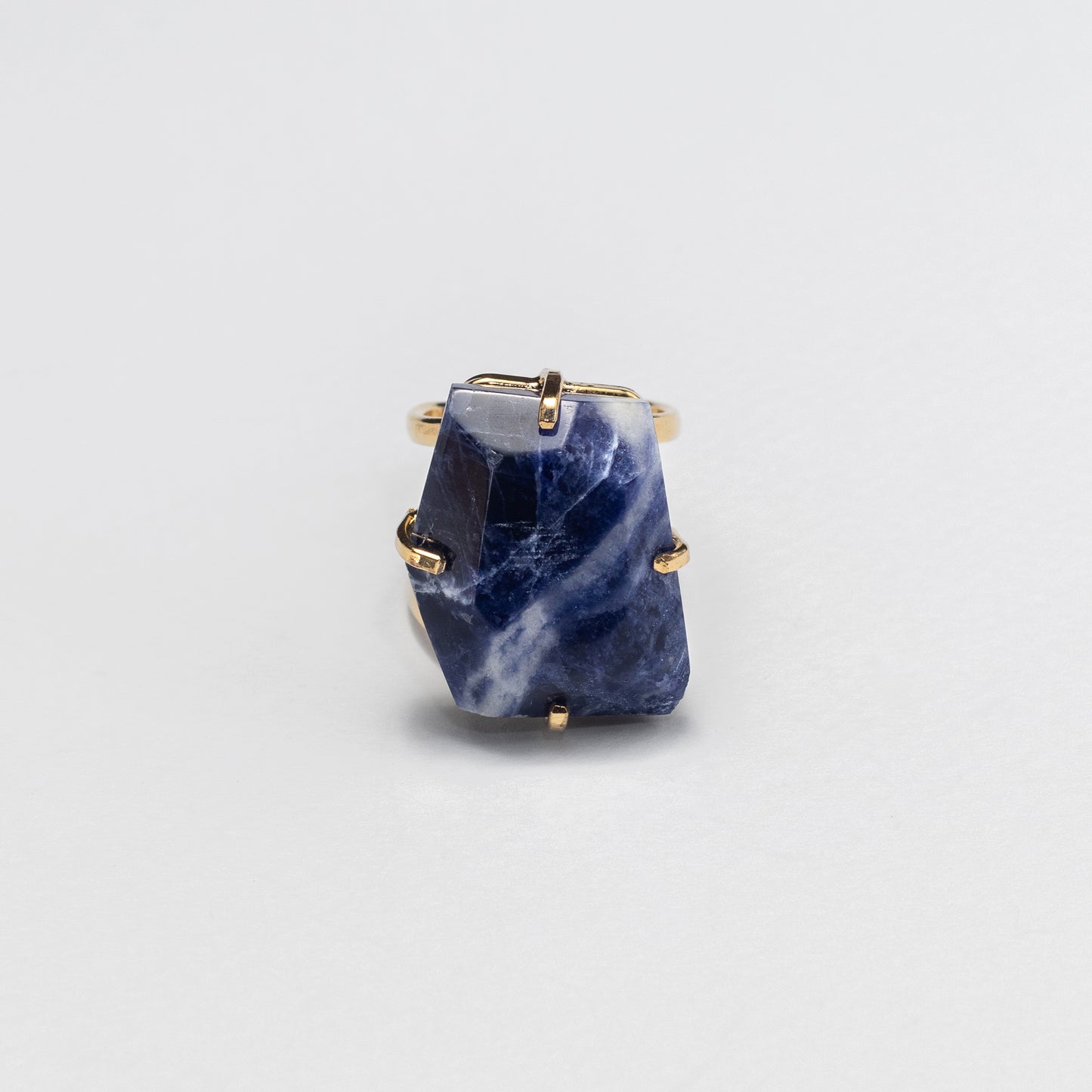 Chunky freeform faceted sodalite statement ring