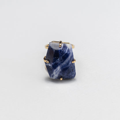 Chunky freeform faceted sodalite statement ring