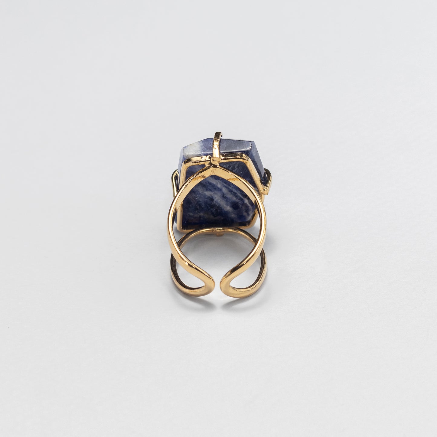 Chunky freeform faceted sodalite statement ring