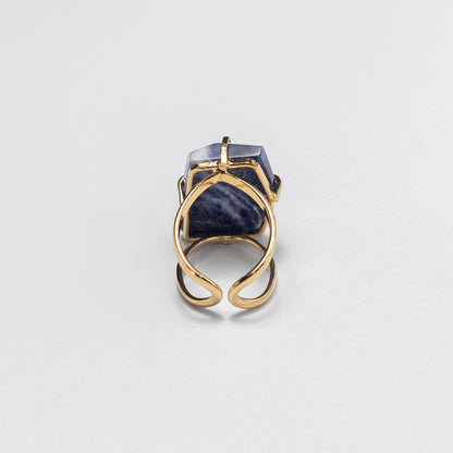 Chunky freeform faceted sodalite statement ring