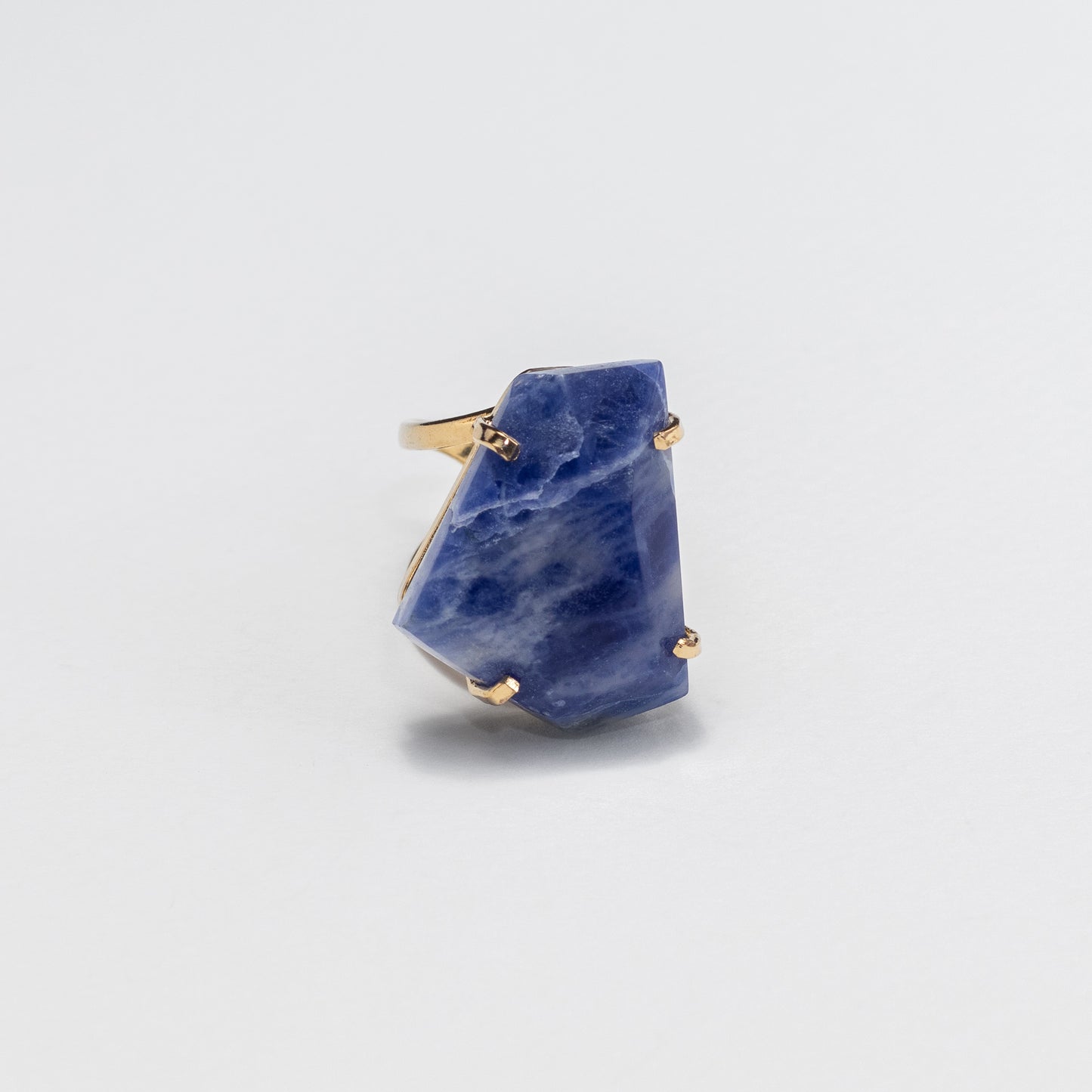 Chunky freeform faceted sodalite statement ring