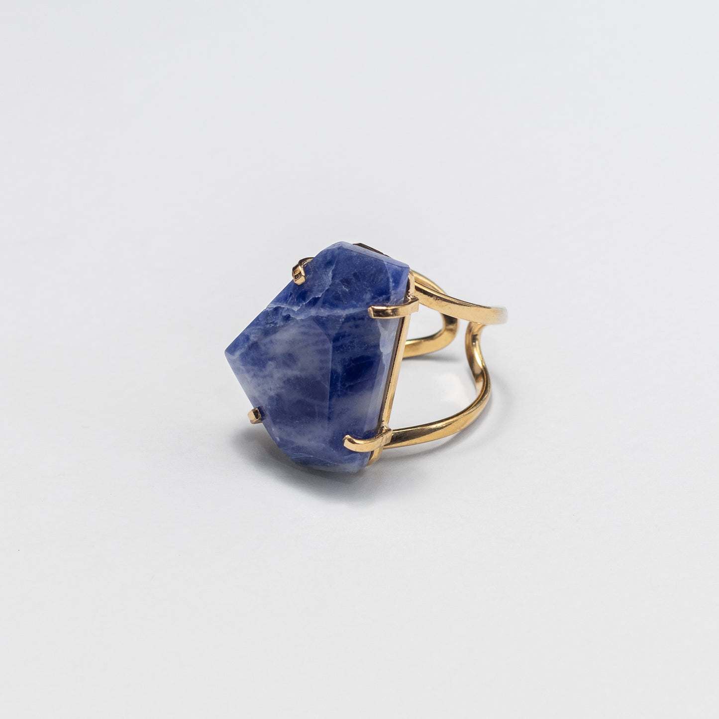 Chunky freeform faceted sodalite statement ring