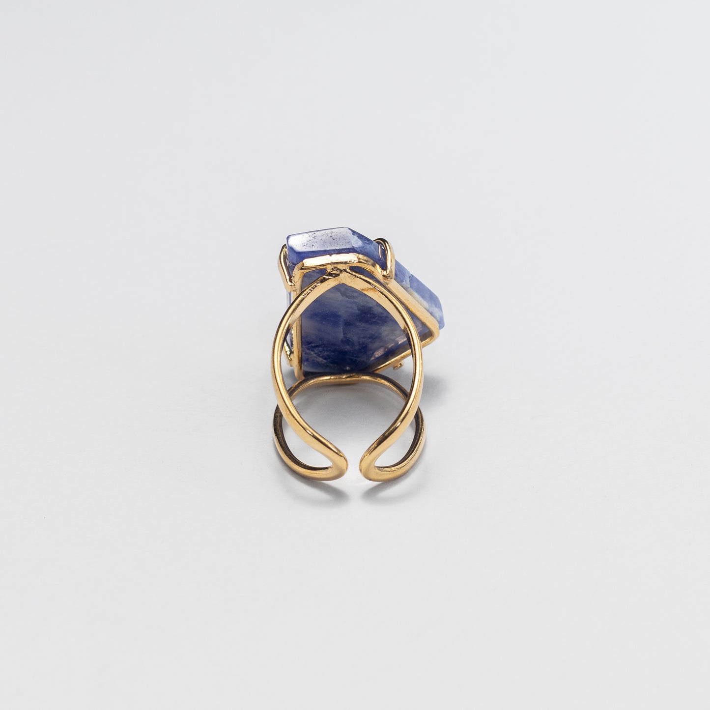 Chunky freeform faceted sodalite statement ring