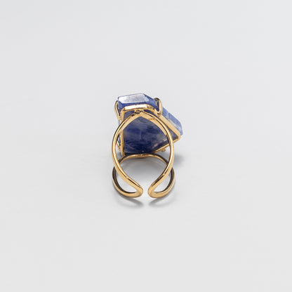 Chunky freeform faceted sodalite statement ring