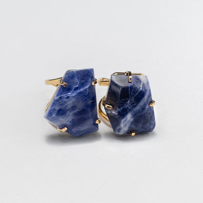 Chunky freeform faceted sodalite statement ring
