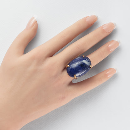 Bague statement en sodalite cabochon ovale