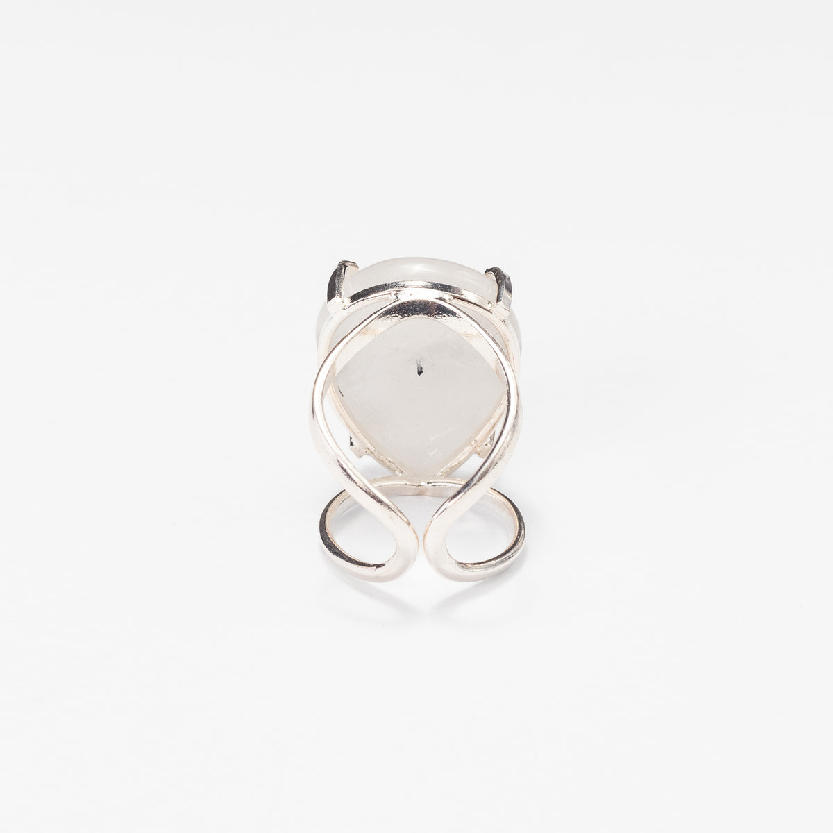 Tourmalinated quartz teardrop cabochon ring