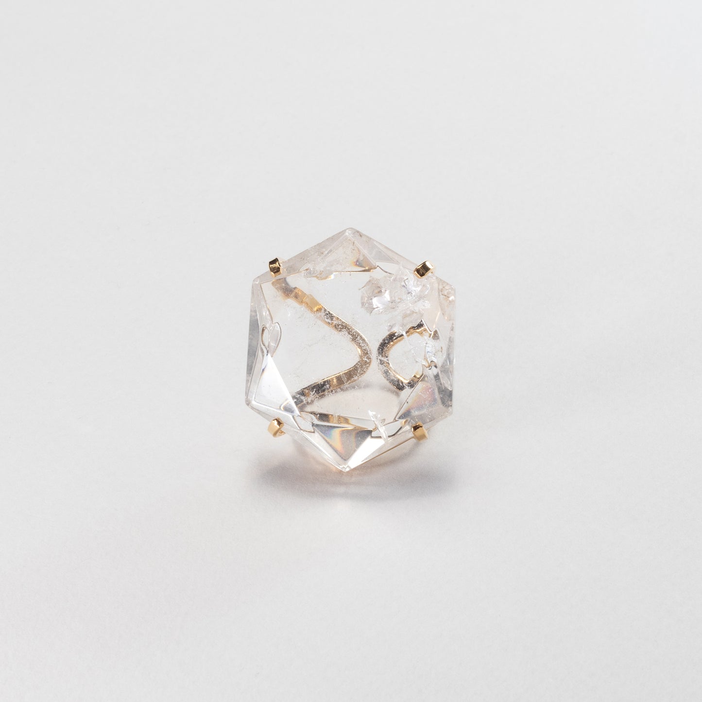 Oversized hexagon crystal quartz statement ring