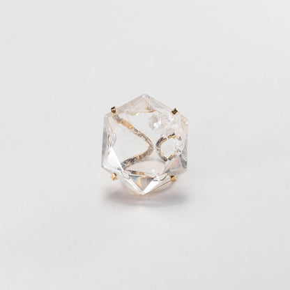 Oversized hexagon crystal quartz statement ring