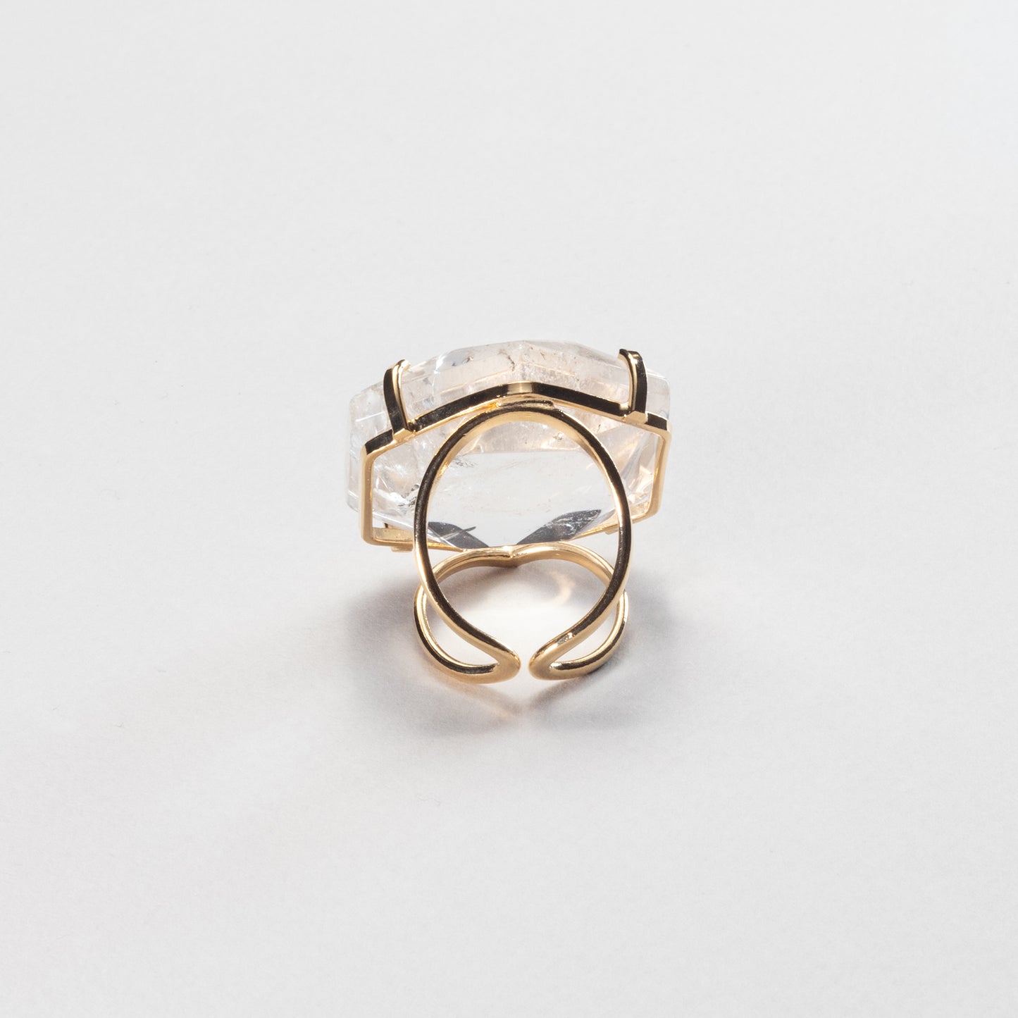 Oversized hexagon crystal quartz statement ring