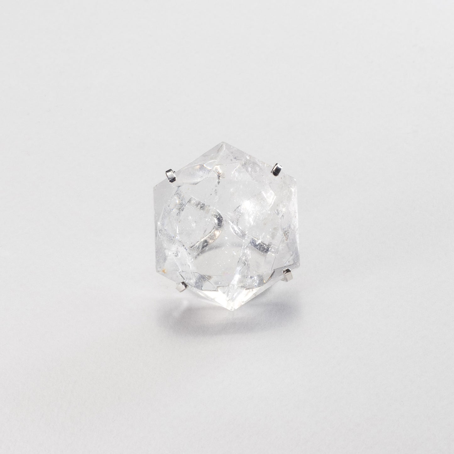 Oversized hexagon crystal quartz statement ring