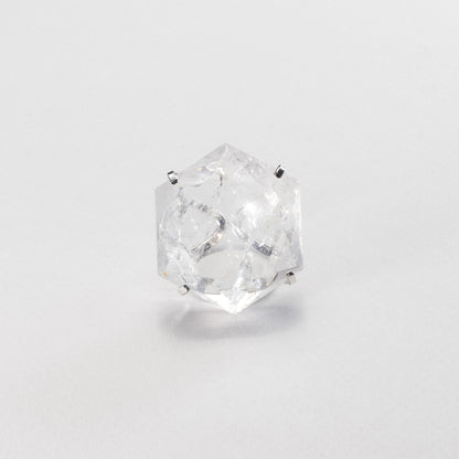 Oversized hexagon crystal quartz statement ring