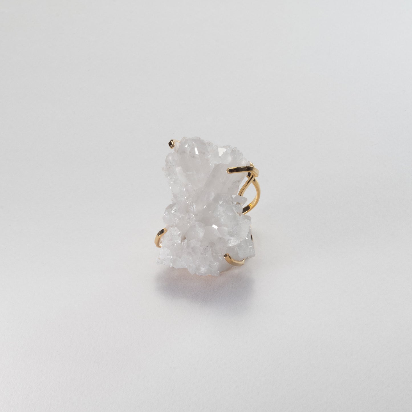 Bague oversize en cristal de roche en grappe