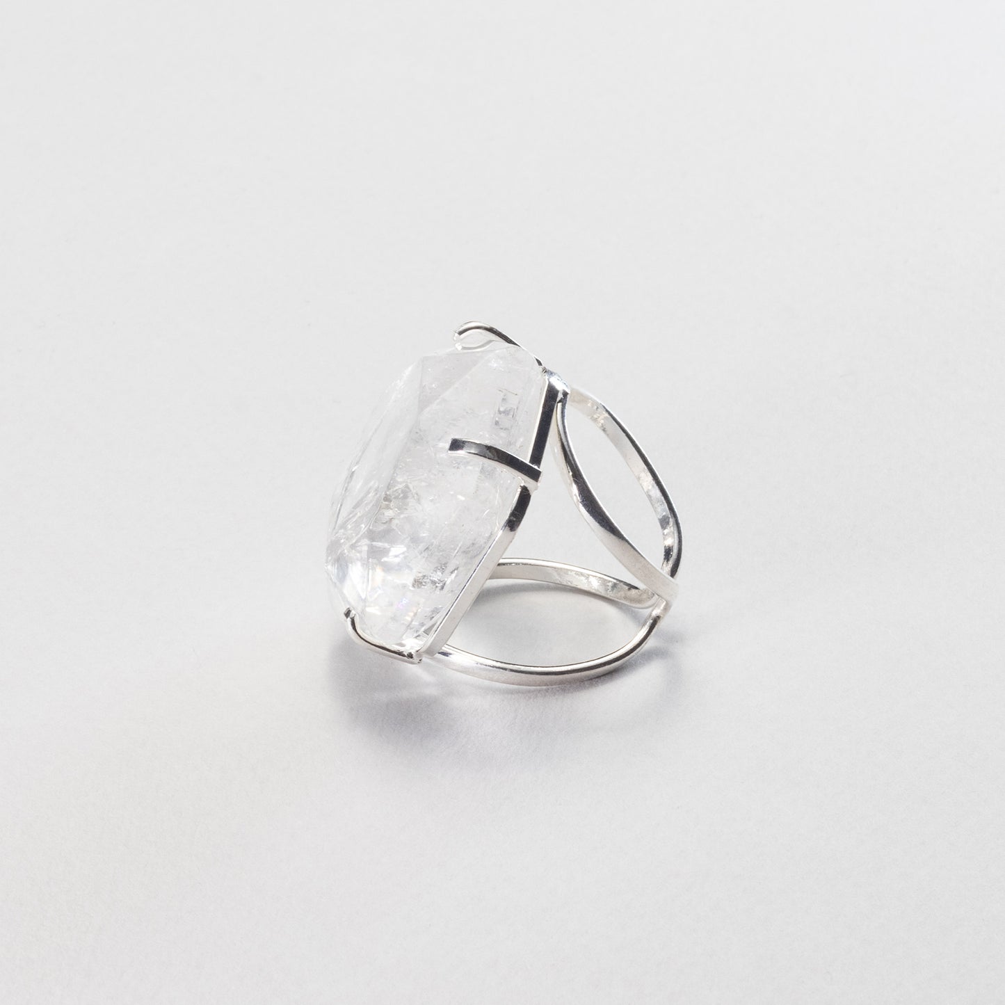 Oversized hexagon crystal quartz statement ring