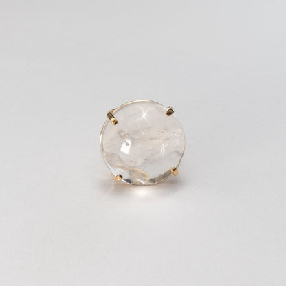 Bague en cristal de roche cabochon rond