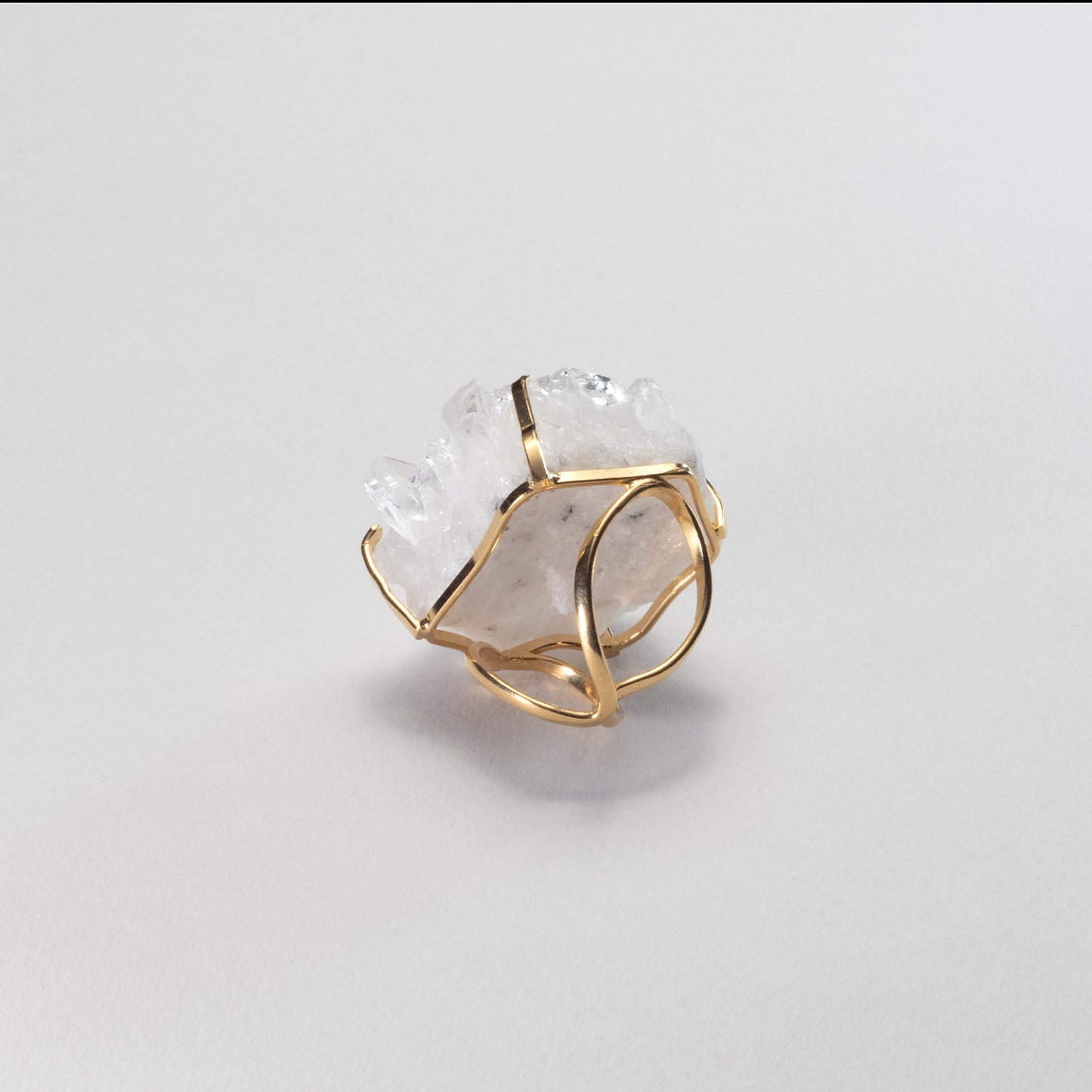 Bague oversize en cristal de roche en grappe