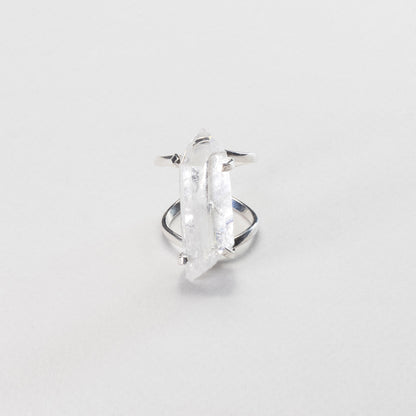Lemurian quartz crystal ring