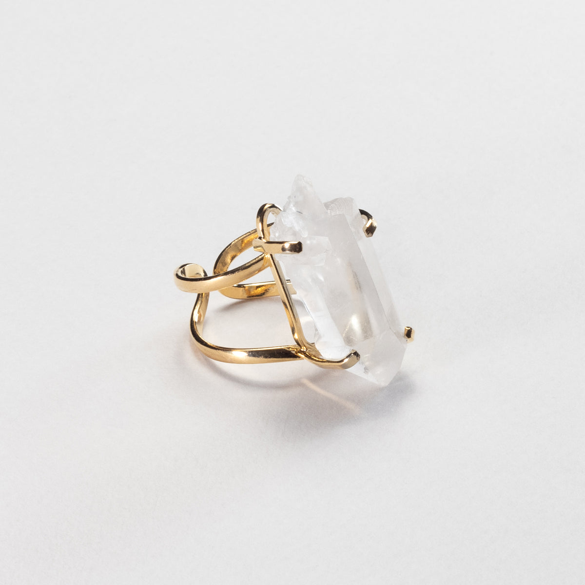 Lemurian quartz crystal ring