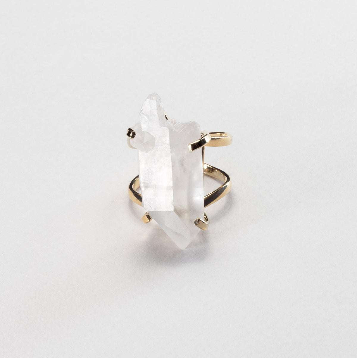 Lemurian quartz crystal ring