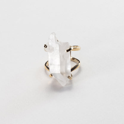 Lemurian quartz crystal ring