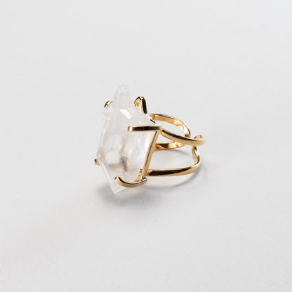 Lemurian quartz crystal ring