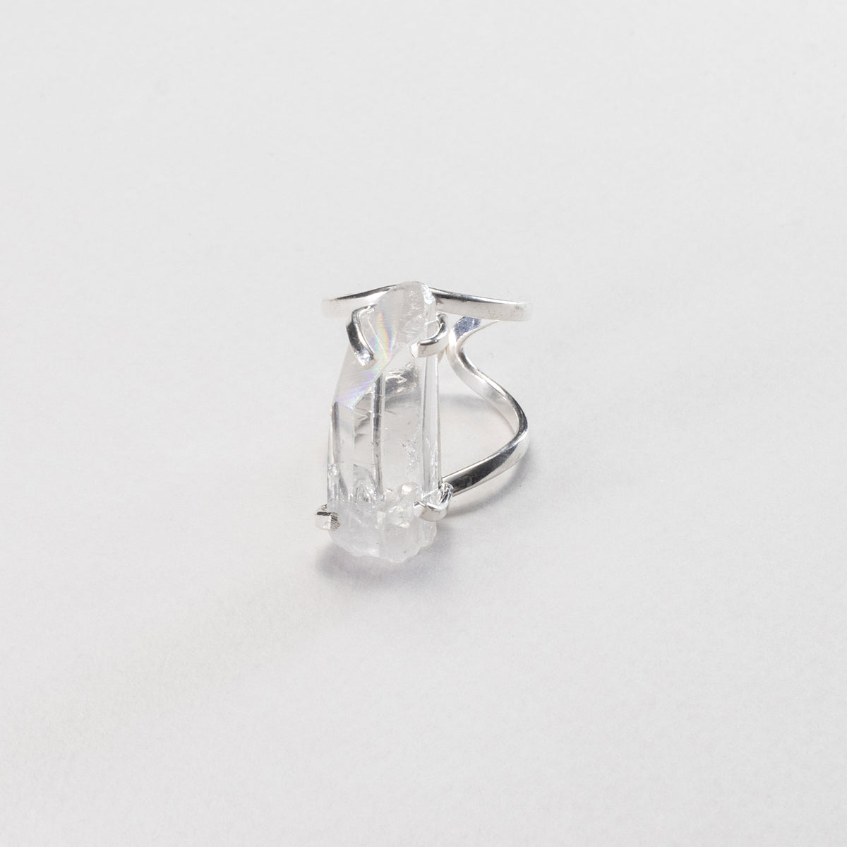 Lemurian quartz crystal ring