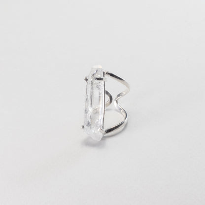 Lemurian quartz crystal ring