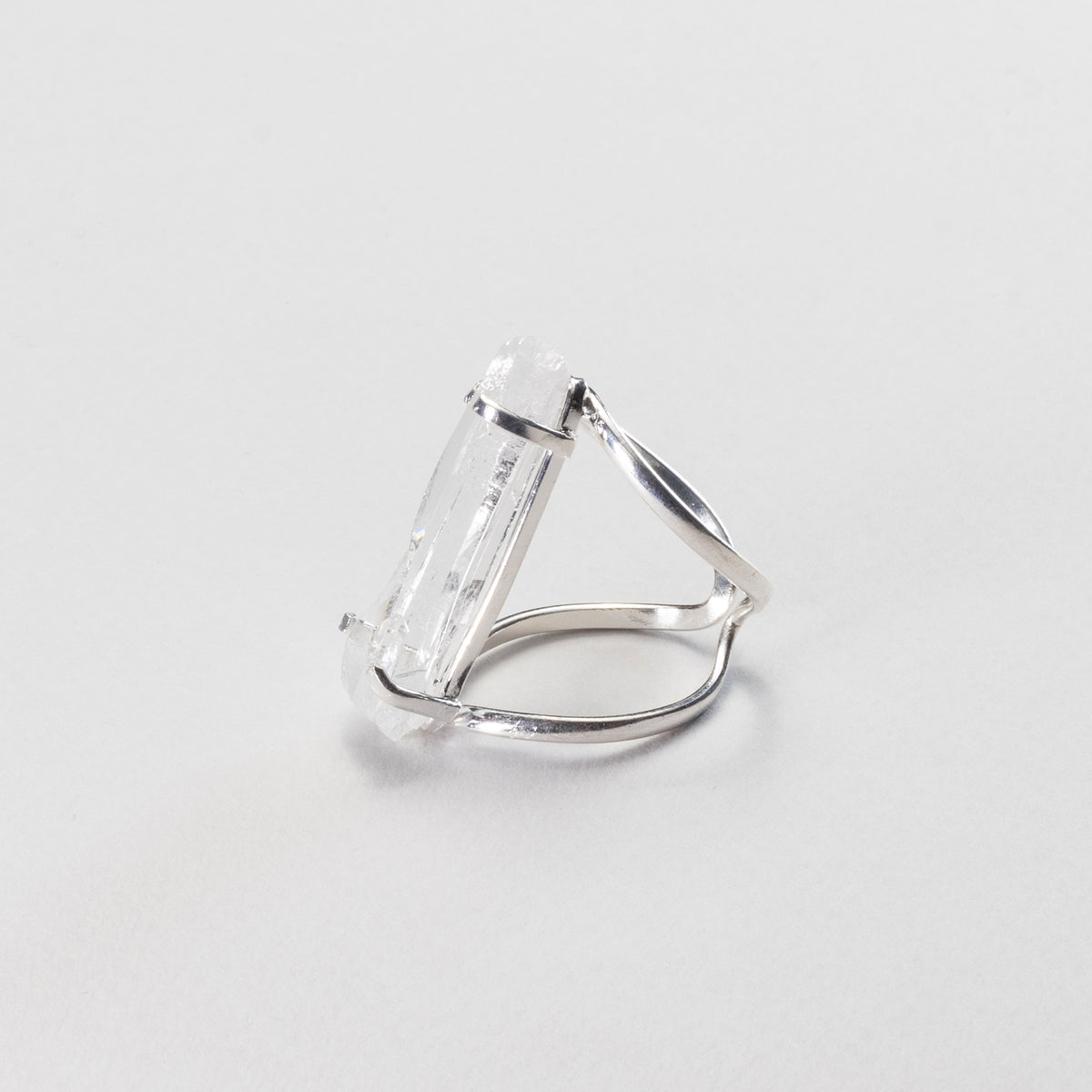 Lemurian quartz crystal ring