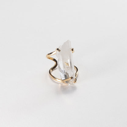 Lemurian quartz crystal ring