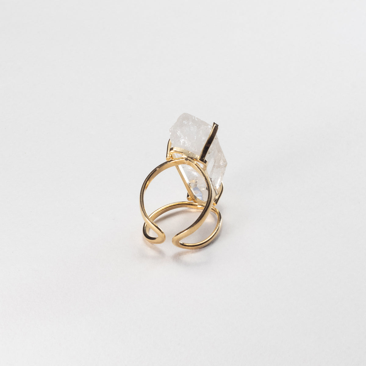 Lemurian quartz crystal ring