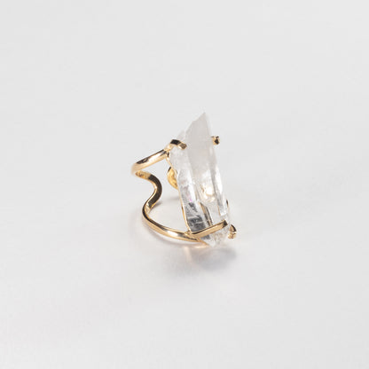 Lemurian quartz crystal ring