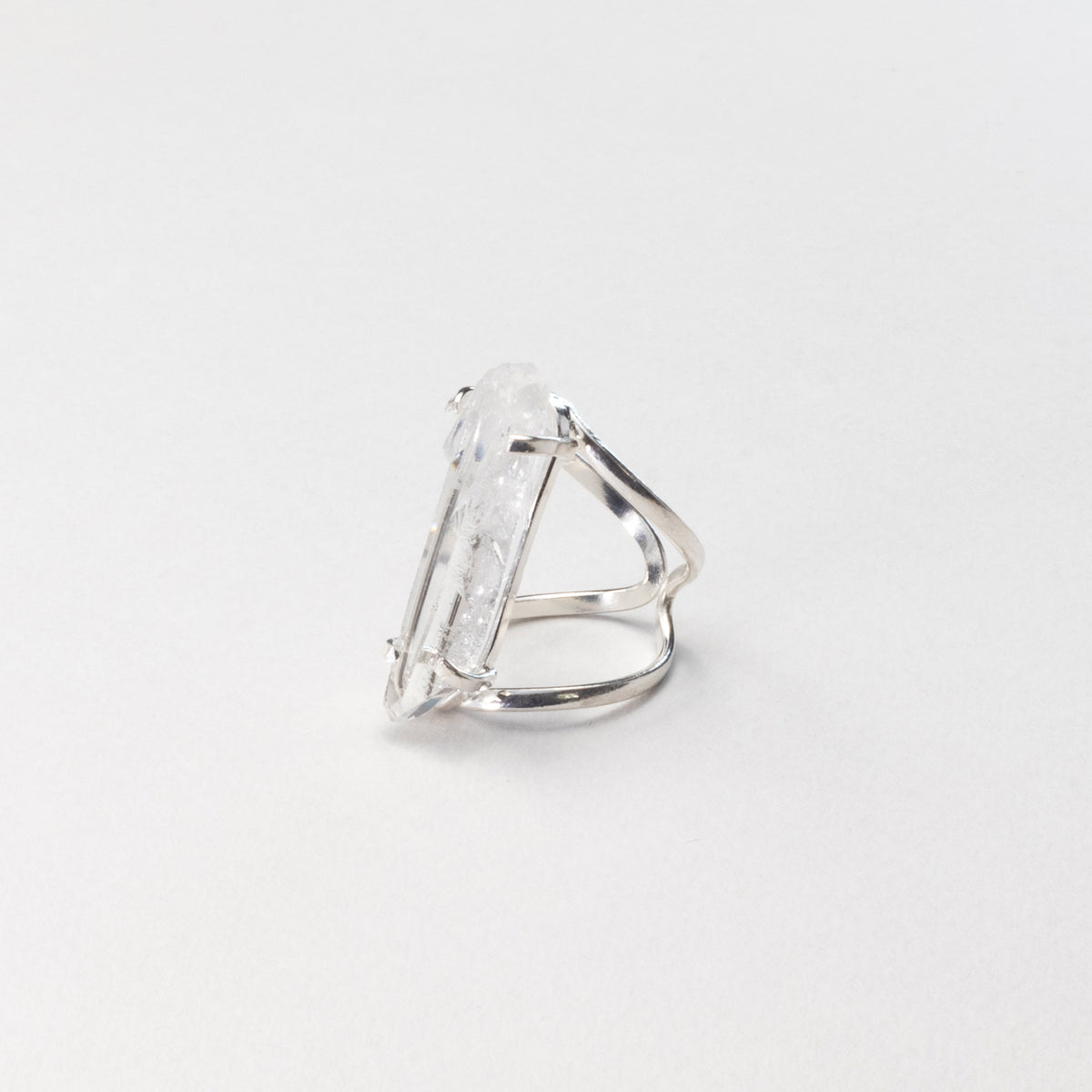 Lemurian quartz crystal ring