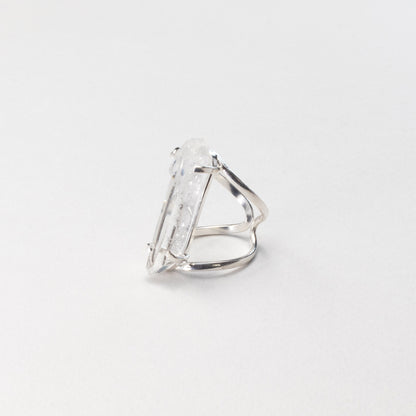 Lemurian quartz crystal ring