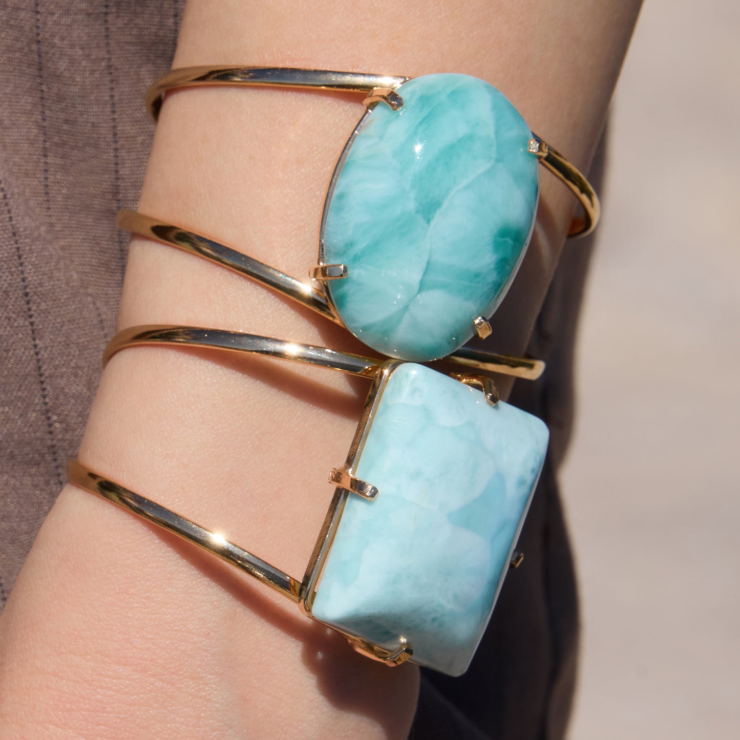 Larimar oval cuff bracelet