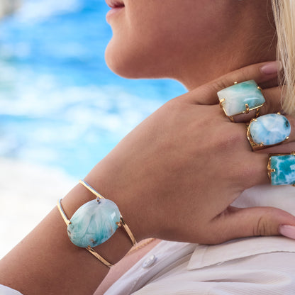 Larimar oval cuff bracelet