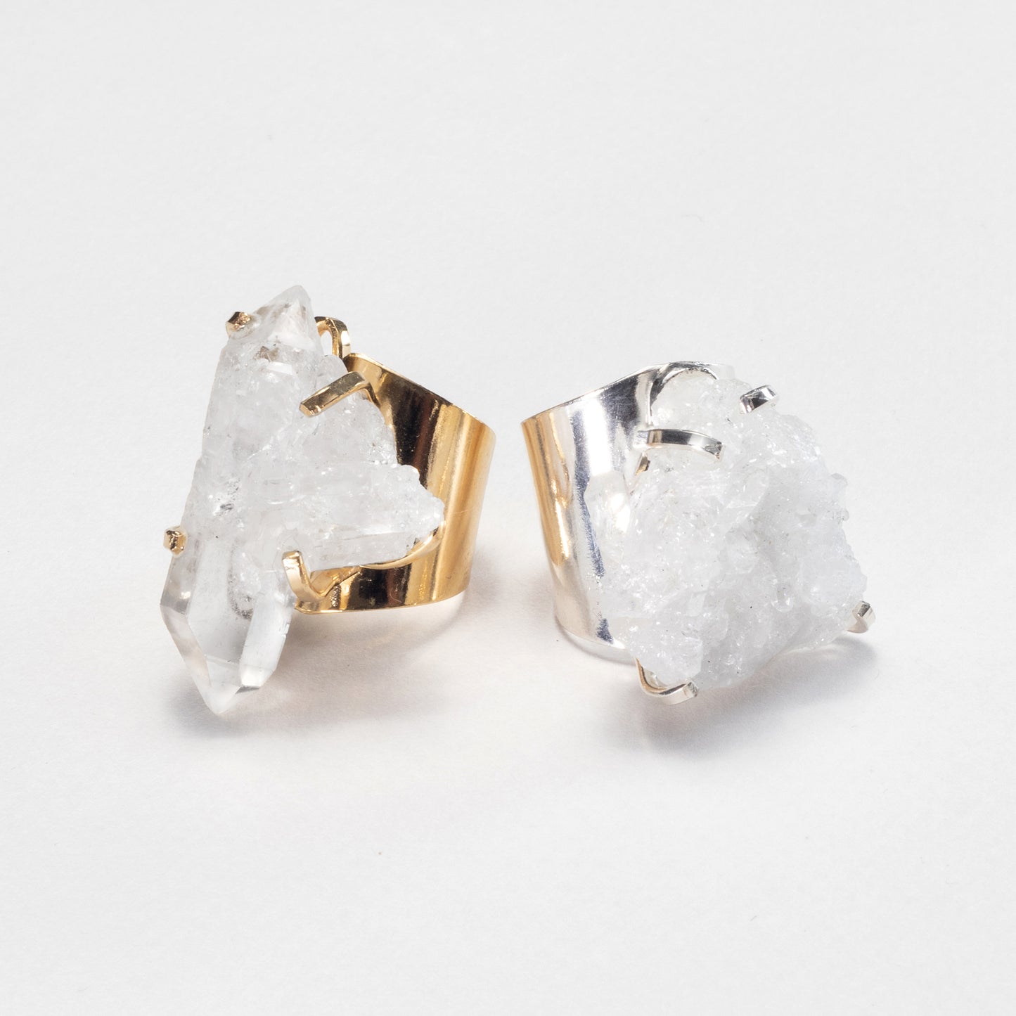 Bague en cristal de roche druzy en grappe