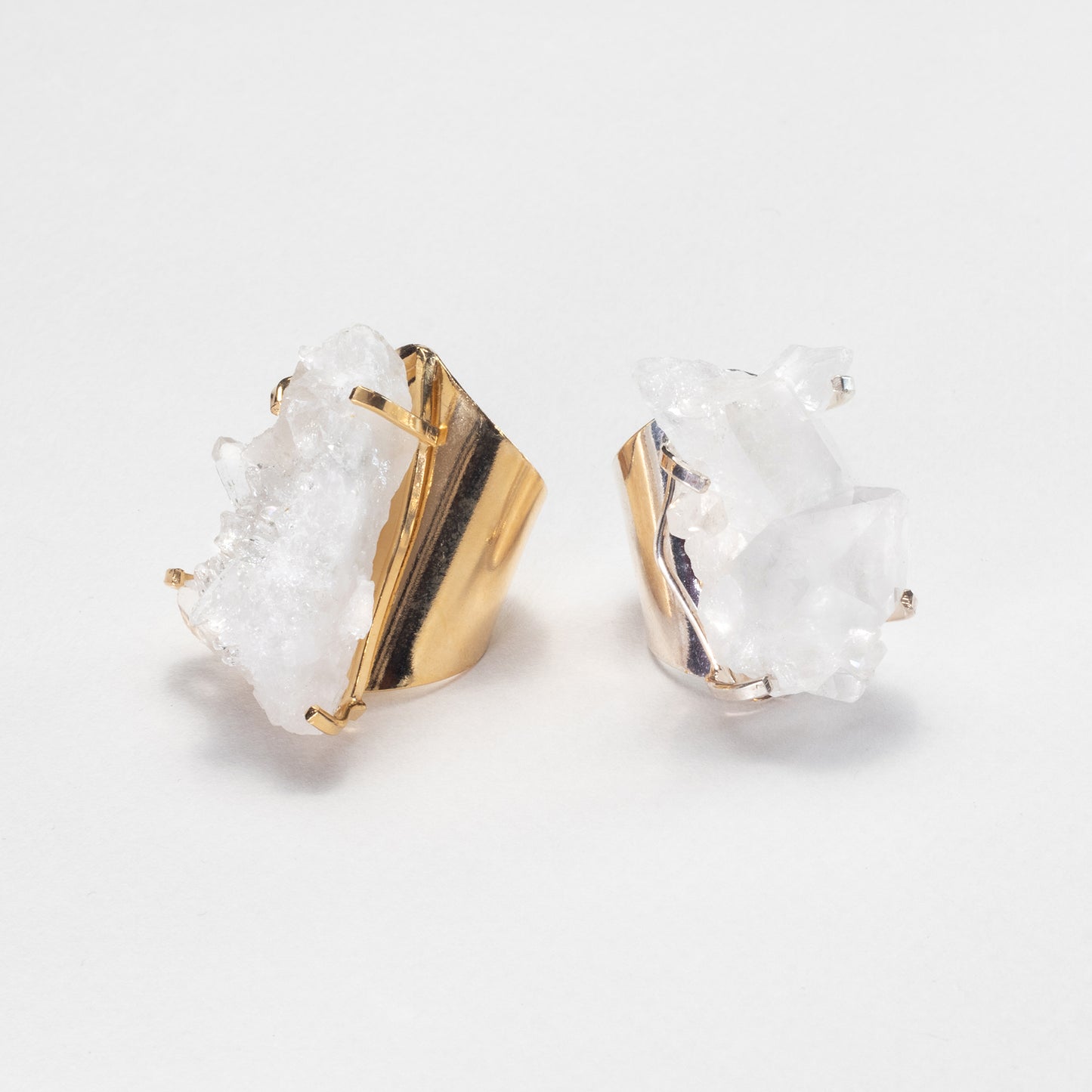 Bague en cristal de roche druzy en grappe