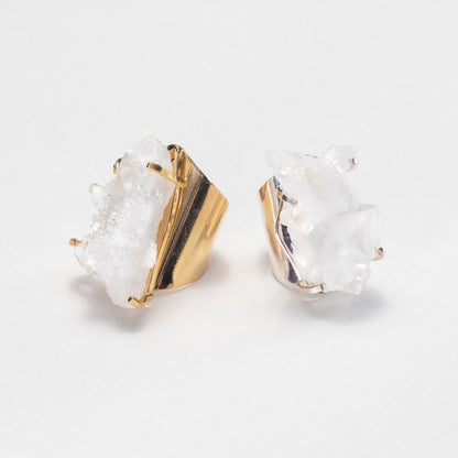 Bague en cristal de roche druzy en grappe