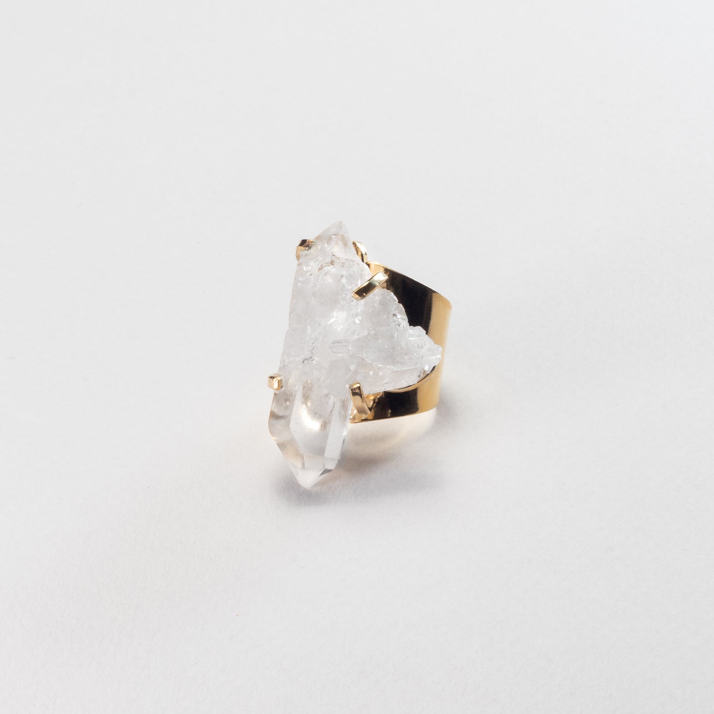 Bague en cristal de roche druzy en grappe