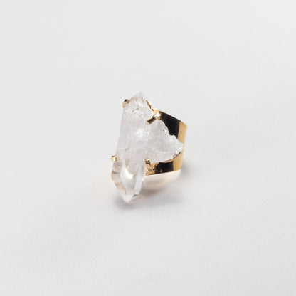 Bague en cristal de roche druzy en grappe