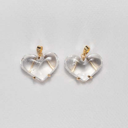 Puffy heart crystal quartz pendant