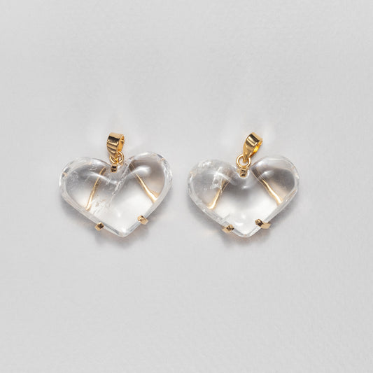 Puffy heart crystal quartz pendant
