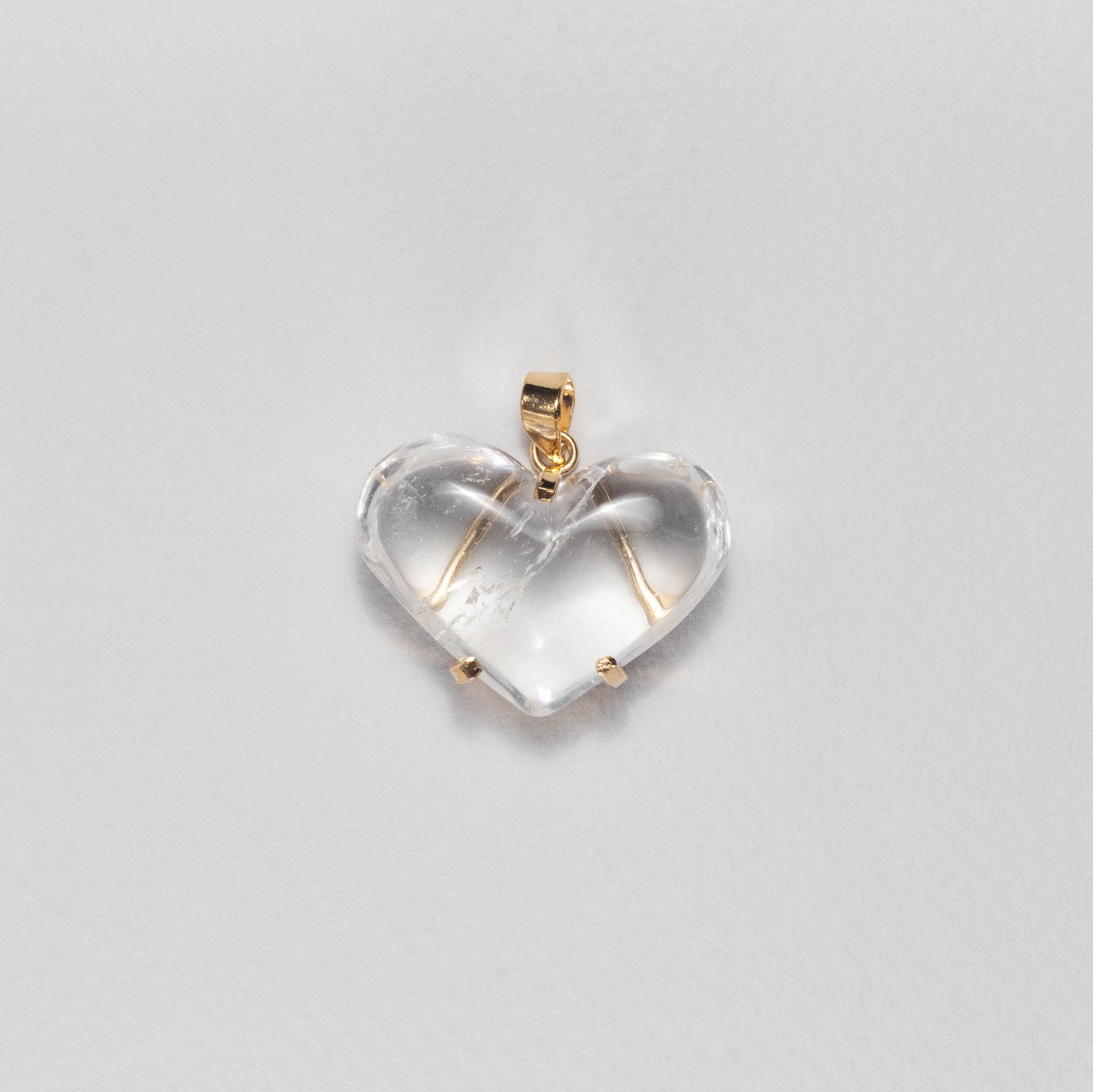 Puffy heart crystal quartz pendant